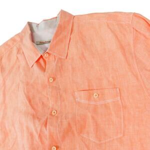 Tommy Bahama Linen Tropical Vacation Button Up Short Sleeve Shirt Mens XL